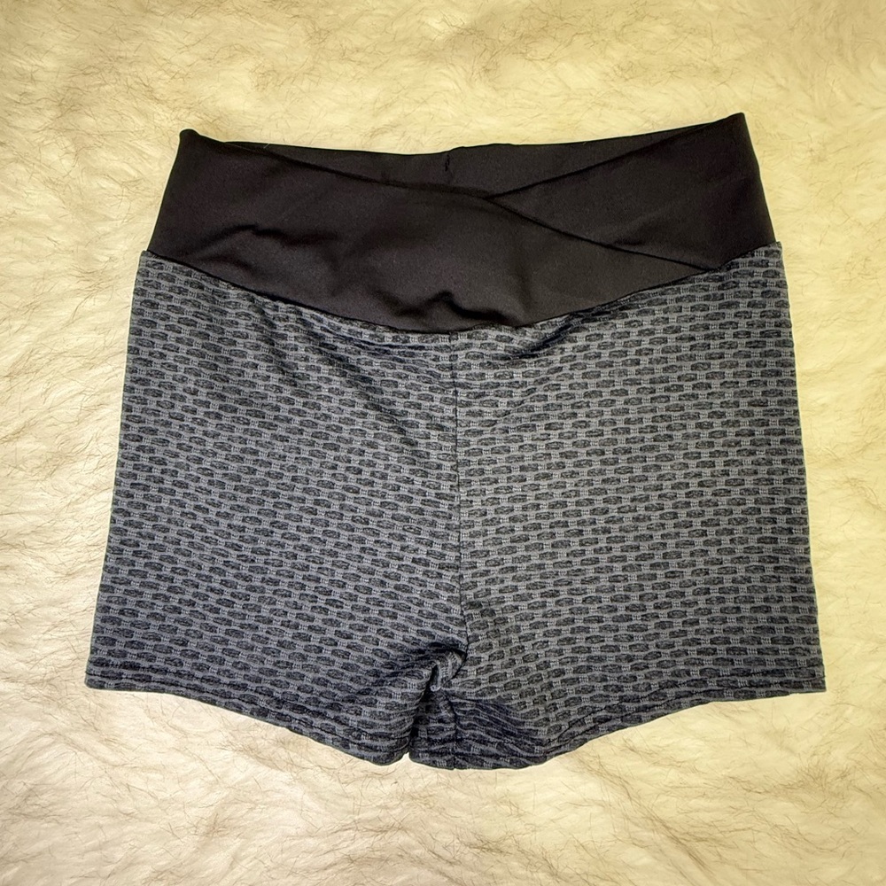 SHEIN Black and Gray Athletic Shorts with Textured Design